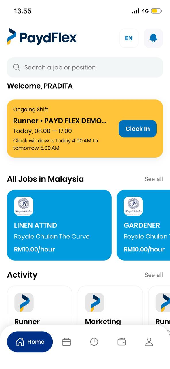 PaydFlex app - earnings
